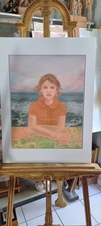 Grand pastel portrait "Le petit Emile" 