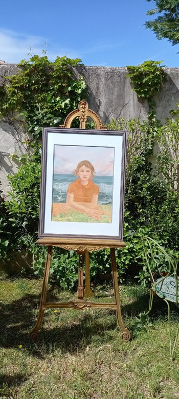 Grand pastel portrait "Le petit Emile" 