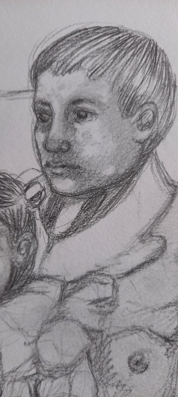 Graphite drawing after Mary Cassat