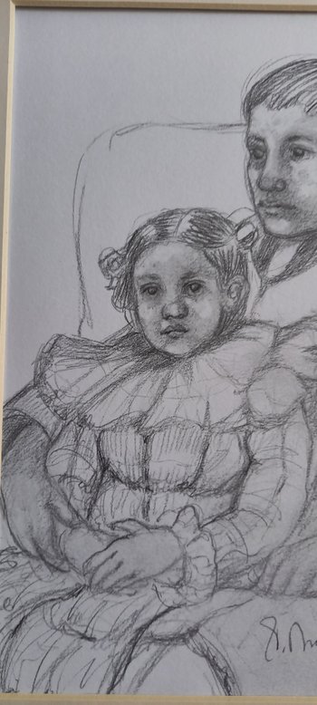 Graphite drawing after Mary Cassat