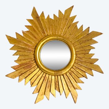 Radiant mirror in gilded wood with 20th century leaf