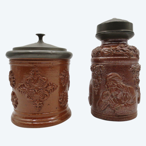 Deux Pots à Tabac, Beauvaisis XIXe Siècle.