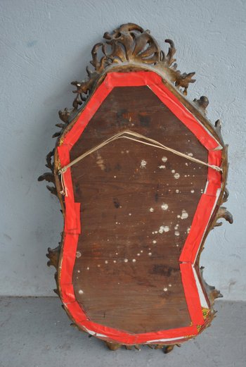 Miroir En Stuc Doré Rocaille époque XIXème