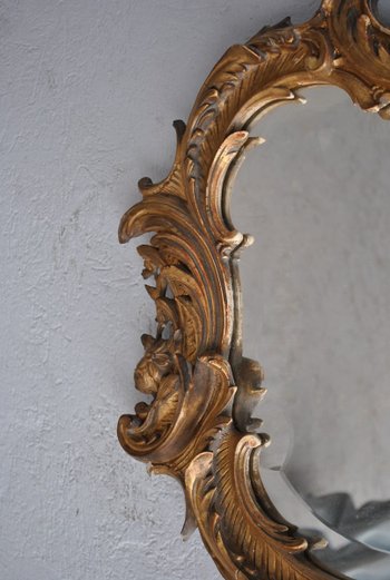 Miroir En Stuc Doré Rocaille époque XIXème