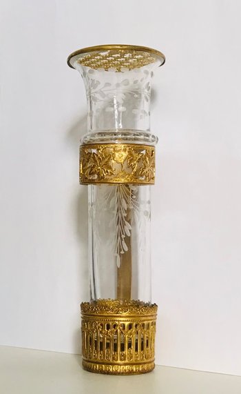 Kutschenvase Blumenstraußhalter aus Kristall und vergoldeter Bronze Napoleon III 19