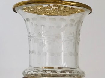 Kutschenvase Blumenstraußhalter aus Kristall und vergoldeter Bronze Napoleon III 19