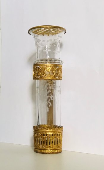 Kutschenvase Blumenstraußhalter aus Kristall und vergoldeter Bronze Napoleon III 19