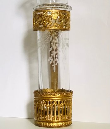 Kutschenvase Blumenstraußhalter aus Kristall und vergoldeter Bronze Napoleon III 19