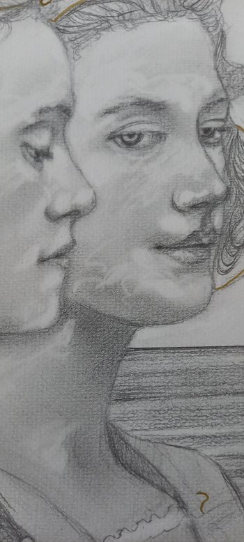 Graphite drawing after Edgar Maxence "The flowers of the lake"