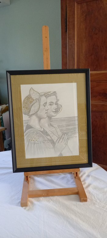 Graphite drawing after Edgar Maxence "The flowers of the lake"