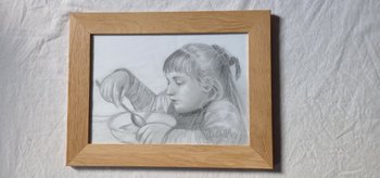 Portrait de fillette dessin d'après Albert Anker