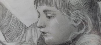 Portrait de fillette dessin d'après Albert Anker