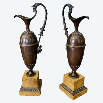 A.A.RAVRIO, Rare pair of Empire period ewers.