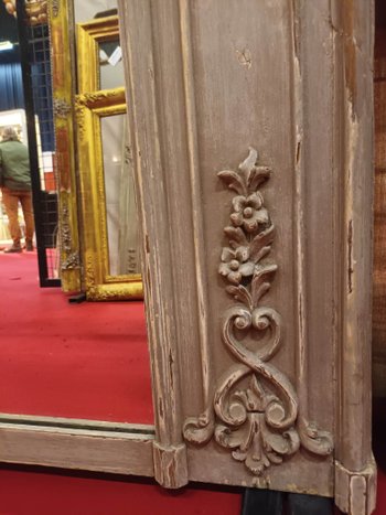 18th Century Trumeau, Louis XV, Oak Carved With Winged Angels And Canvas With Cherubs 118 X 178 Cm