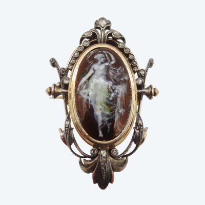 Broche Napoléon III En Or, Argent Et émail.