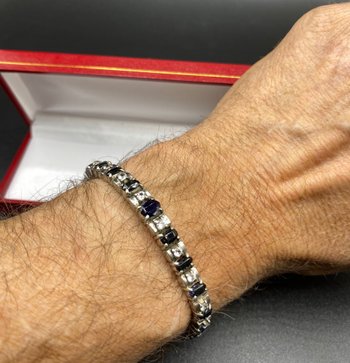 BRACELET ARGENT MASSIF SAPHIRS