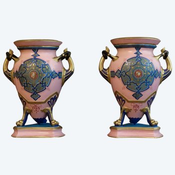 Paire De Grands Vases A l'Etrusque En Sèvres XIXème