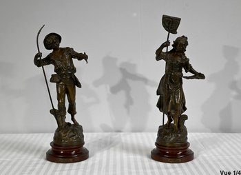 Coppia di Soggetti Regolati "Il Pescatore e la Pescatrice", di G.Maxim - Inizio XX Sec.
