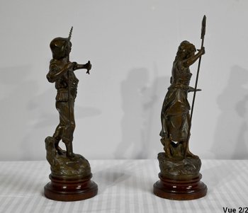 Coppia di Soggetti Regolati "Il Pescatore e la Pescatrice", di G.Maxim - Inizio XX Sec.