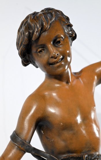 Importante Spelter "The Angler", firmato S.Kindsburger - Inizio XX Secolo
