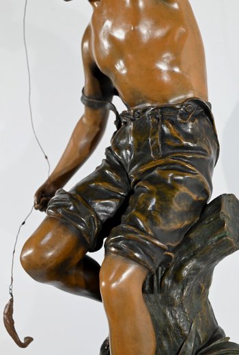 Importante Spelter "The Angler", firmato S.Kindsburger - Inizio XX Secolo