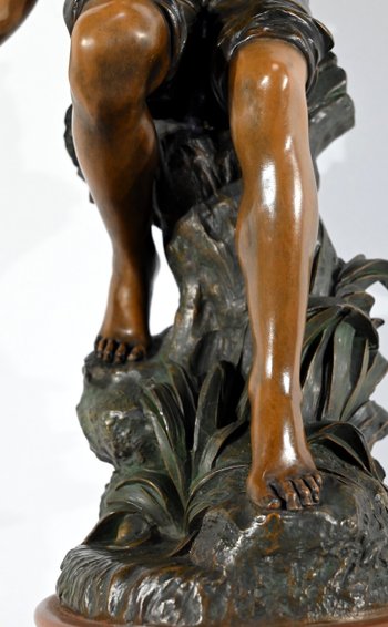 Importante Spelter "The Angler", firmato S.Kindsburger - Inizio XX Secolo