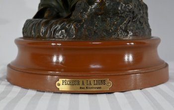 Importante Spelter "The Angler", firmato S.Kindsburger - Inizio XX Secolo
