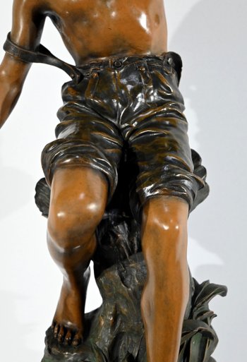 Importante Spelter "The Angler", firmato S.Kindsburger - Inizio XX Secolo
