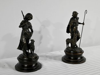 Bronzi “Il pastore e la pastorella”, firmati Laurini, secondo L & F. Moreau – Inizio XX secolo