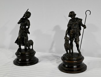 Bronzi “Il pastore e la pastorella”, firmati Laurini, secondo L & F. Moreau – Inizio XX secolo