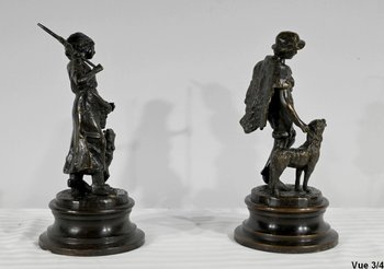 Bronzi “Il pastore e la pastorella”, firmati Laurini, secondo L & F. Moreau – Inizio XX secolo
