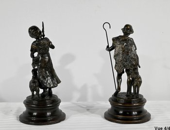 Bronzi “Il pastore e la pastorella”, firmati Laurini, secondo L & F. Moreau – Inizio XX secolo
