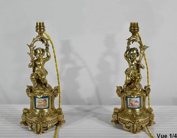 Coppia di Candelieri in Bronzo Dorato, Epoca Napoleone III - Metà XIX Secolo