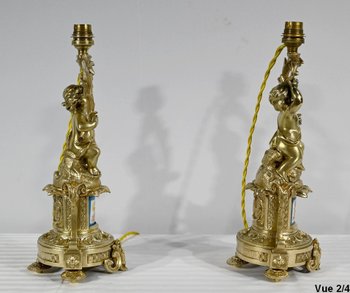 Coppia di Candelieri in Bronzo Dorato, Epoca Napoleone III - Metà XIX Secolo