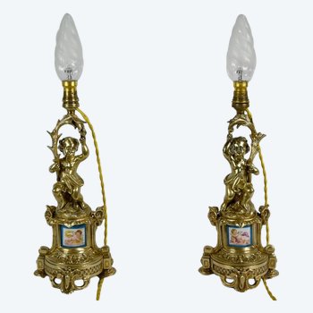 Pair of Candlesticks in Gilt Bronze, Napoleon III Period - Mid-19th Century