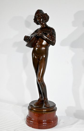 Bronzo “Cantore fiorentino del XV secolo”, firmato P.Dubois – 1865
