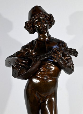 Bronzo “Cantore fiorentino del XV secolo”, firmato P.Dubois – 1865