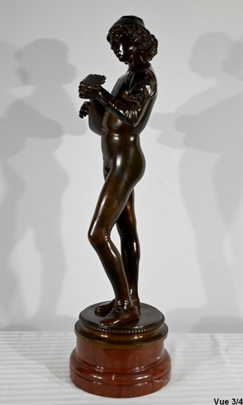 Bronzo “Cantore fiorentino del XV secolo”, firmato P.Dubois – 1865