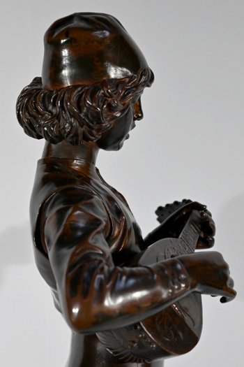 Bronzo “Cantore fiorentino del XV secolo”, firmato P.Dubois – 1865