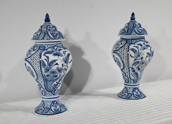 Pair of Delft Earthenware Vases - Early 20th Century