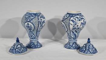 Pair of Delft Earthenware Vases - Early 20th Century
