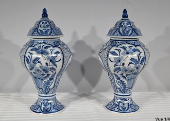 Pair of Delft Earthenware Vases - Early 20th Century