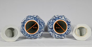 Pair of Delft Earthenware Vases - Early 20th Century