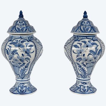 Pair of Delft Earthenware Vases - Early 20th Century