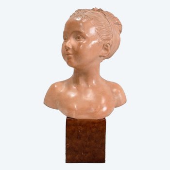 Busto in terracotta di Louise Brongniart, dopo Houdon - 1900