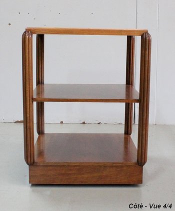 Table Desserte à Roulettes en Noyer, Art Déco – Début XXe