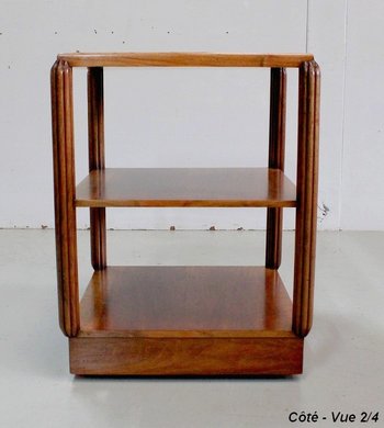 Table Desserte à Roulettes en Noyer, Art Déco – Début XXe