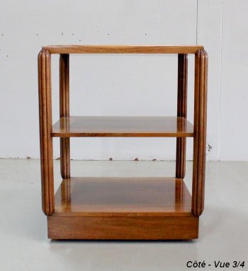 Table Desserte à Roulettes en Noyer, Art Déco – Début XXe