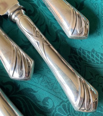 6 art nouveau table knives