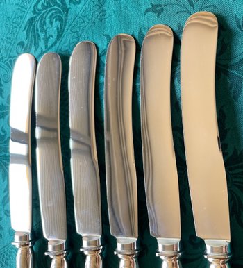 6 art nouveau table knives